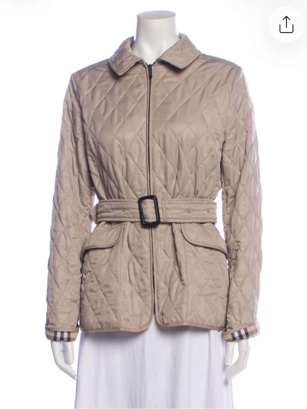 Burberry Quilted Beige Belted Jacket